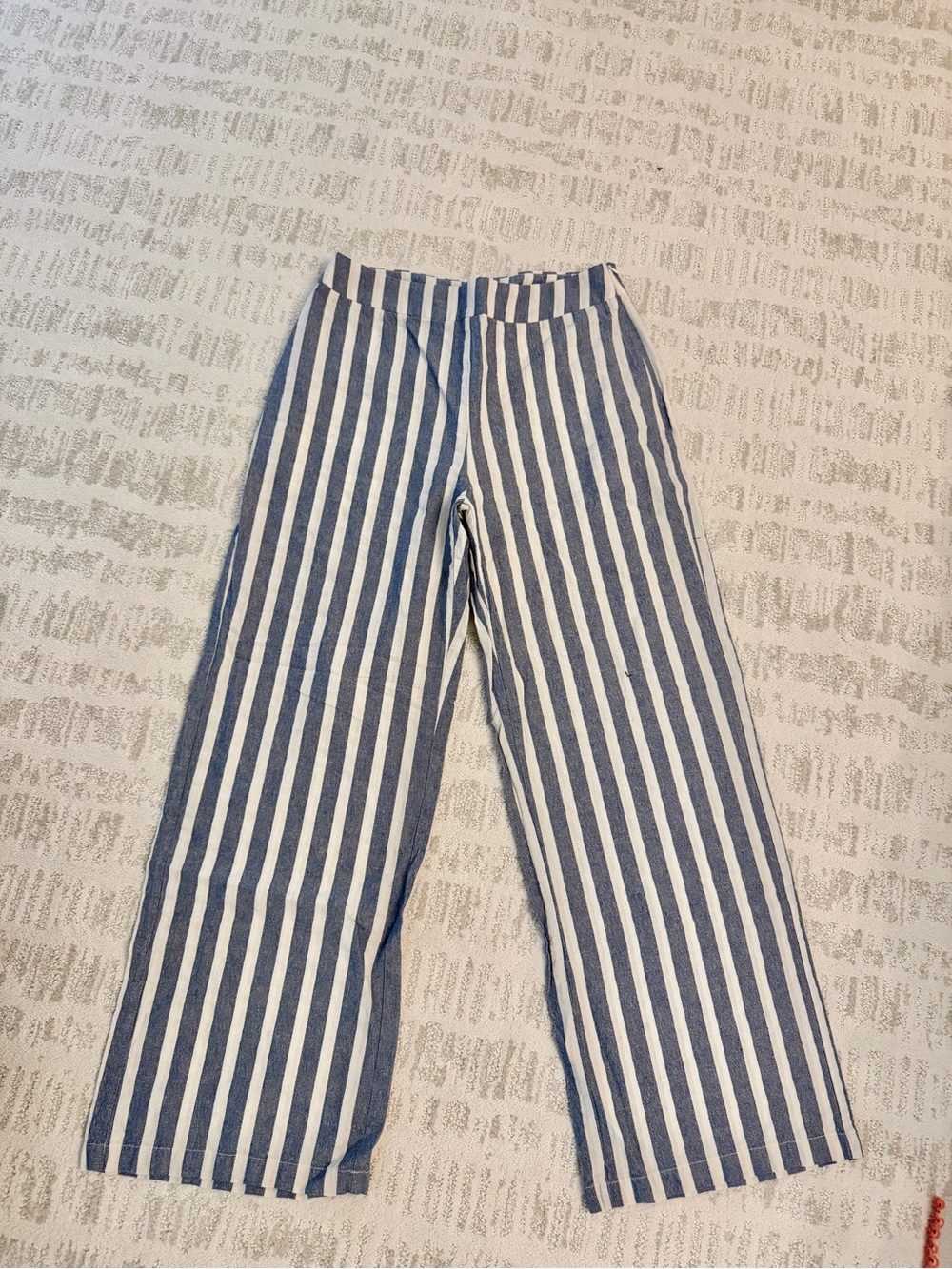 Pink Lily Streets of Memories Blue & White Striped High-Waist Wide Leg Pants NEW